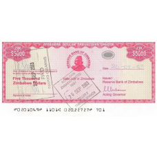 P16 Zimbabwe - 5000 Dollars Year ND (2003) (With Stamps)